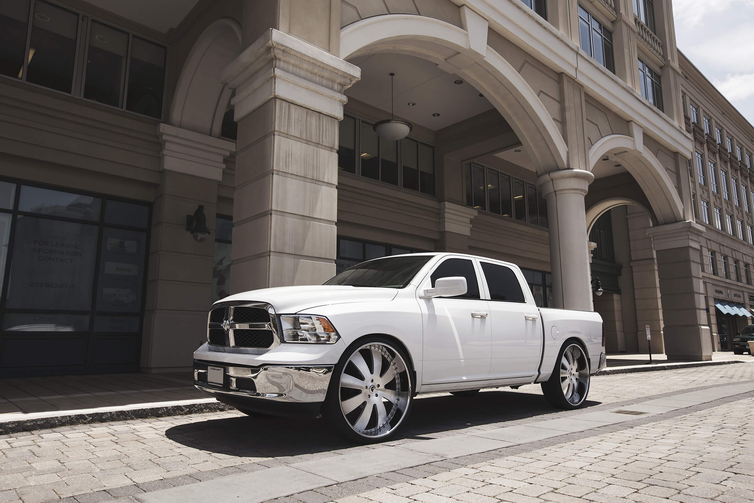 White Dodge Ram truck with 30